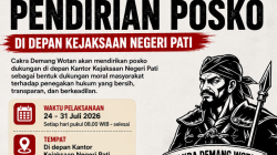 Cakra Demang Wotan Beritahukan Pendirian Posko Dukungan di Depan Kejari Pati